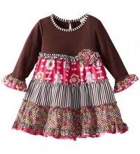 Rare Editions Baby-Girls Infant Brown Pink Flower Mixed Print Tiered Dress, 24 Months Rare Editions Baby-Girls Infant Brown Pink Flower Mixed Print Tiered Dress, 24 Months