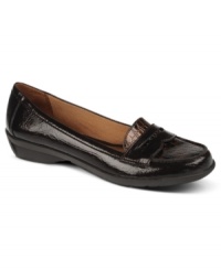 The subtle crocodile print on Life Stride's Century flats will slip nicely into your work day. The subtle crocodile print on Life Stride's Century flats will slip nicely into your work day.