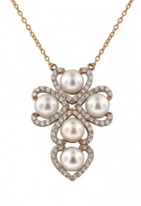 Effy Jewlery 14K Rose Gold Pearl and Diamond Cross Pendant, 1.18 TCW Effy Jewlery 14K Rose Gold Pearl and Diamond Cross Pendant, 1.18 TCW