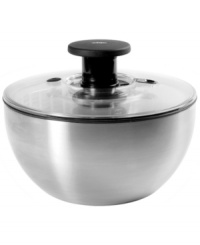 Look no hands! Press a button to start spinning your greens and press the brake button to bring it to a quick stop--salad has never been so easy. The clear lid gives you a front-row view of everything in the mix, and the stainless steel bowl is a shoe-in for moving straight from prep to serving. Look no hands! Press a button to start spinning your greens and press the brake button to bring it to a quick stop--salad has never been so easy. The clear lid gives you a front-row view of everything in the mix, and the stainless steel bowl is a shoe-in for moving straight from prep to serving.