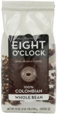 Eight O'Clock Coffee, 100% Colombian Whole Bean, 33-Ounce Bag Eight O'Clock Coffee, 100% Colombian Whole Bean, 33-Ounce Bag