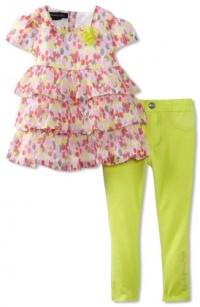 Calvin Klein Girls 2-6X Ruffled Top With Pant Calvin Klein Girls 2-6X Ruffled Top With Pant