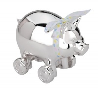Reed & Barton Silver Plate Piggy Bank on Wheels Reed & Barton Silver Plate Piggy Bank on Wheels