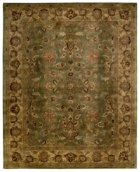 For the Jaipur collection Nourison uses a unique herbal wash to create the silky sheen and antique appearance of these fine wool rugs. In rich olive green with blooms and vines aplenty, the rug enhances your home with lavishly elegant style. For the Jaipur collection Nourison uses a unique herbal wash to create the silky sheen and antique appearance of these fine wool rugs. In rich olive green with blooms and vines aplenty, the rug enhances your home with lavishly elegant style.
