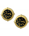 Flecks of gold swim on a blue resin stone on these stud earrings from T Tahari's Soho Chic collection. Nickel-free for sensitive skin. Crafted in 14k gold-plated mixed metal. Approximate diameter: 5/8 inch.