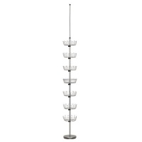 Household Essentials Floor to Ceiling 6-Tier Revolving Shoe Tree with Basket, Silver Household Essentials Floor to Ceiling 6-Tier Revolving Shoe Tree with Basket, Silver