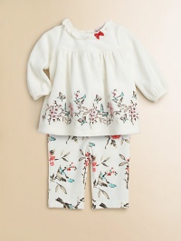 A beautiful floral design blooms on this ruffled tunic and leggings set. Tunic Ruffled necklineLong sleevesBack snaps Leggings Elastic waistbandCotton/Polyester/SpandexMachine washImported Please note: Number of snaps may vary depending on size ordered. A beautiful floral design blooms on this ruffled tunic and leggings set. Tunic Ruffled necklineLong sleevesBack snaps Leggings Elastic waistbandCotton/Polyester/SpandexMachine washImported Please note: Number of snaps may vary depending on size ordered.