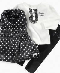 Trendy and fashionable. Your little fashionista in training will be adorably chic in this dotted and solid 3 piece set by Calvin Klein. Trendy and fashionable. Your little fashionista in training will be adorably chic in this dotted and solid 3 piece set by Calvin Klein.