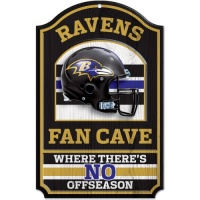 NFL Baltimore Ravens 11-by-17 inch Fan Cave No Offseason Wood Sign NFL Baltimore Ravens 11-by-17 inch Fan Cave No Offseason Wood Sign