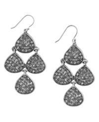 Sweet chandeliers. Lucky Brand's unique drop earrings feature found teardrop-shaped charms joined together with glass accents for ultimate shine. Crafted in silver tone mixed metal. Approximate drop: 2 inches. Sweet chandeliers. Lucky Brand's unique drop earrings feature found teardrop-shaped charms joined together with glass accents for ultimate shine. Crafted in silver tone mixed metal. Approximate drop: 2 inches.