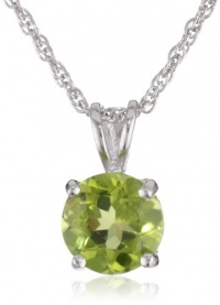 Sterling Silver and Round Peridot Pendant Necklace, 18 Sterling Silver and Round Peridot Pendant Necklace, 18