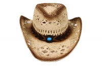 Western Style Crochet Shapeable Cowboy Ladies Straw Hat with Beaded Strap Western Style Crochet Shapeable Cowboy Ladies Straw Hat with Beaded Strap