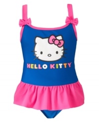 Dive into the fun. She'll be ready for some playtime in the sand and sun with this darling one-piece swimsuit from Hello Kitty. Dive into the fun. She'll be ready for some playtime in the sand and sun with this darling one-piece swimsuit from Hello Kitty.