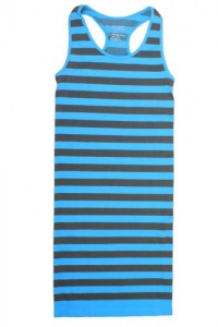 Sleeveless Striped Mini Racer Back Dress, Aqua Sleeveless Striped Mini Racer Back Dress, Aqua