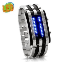 Taobaopit Trendy Design Long Lasting Shockproof Army Style LED Watch with Alloy Bracelet and 28 Blue LED Lights for Time & Date Display Taobaopit Trendy Design Long Lasting Shockproof Army Style LED Watch with Alloy Bracelet and 28 Blue LED Lights for Time & Date Display