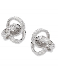 Wrap up your look with a petite layer of love. These chic knots by Victoria Townsend feature an overlapping design covered in round-cut diamond accents. Crafted in sterling silver. Approximate diameter: 3/8 inch. Wrap up your look with a petite layer of love. These chic knots by Victoria Townsend feature an overlapping design covered in round-cut diamond accents. Crafted in sterling silver. Approximate diameter: 3/8 inch.