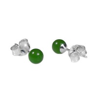 925 Sterling Silver 4mm Natural Nephrite Green Jade Ball Stud Post Earrings 925 Sterling Silver 4mm Natural Nephrite Green Jade Ball Stud Post Earrings