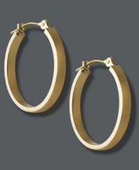 Shape up. The unique square-edge design of these traditional hoop earrings make them an instant must-have for your jewelry collection. Crafted in polished 18k gold. Approximate diameter: 5/8 inch. Shape up. The unique square-edge design of these traditional hoop earrings make them an instant must-have for your jewelry collection. Crafted in polished 18k gold. Approximate diameter: 5/8 inch.