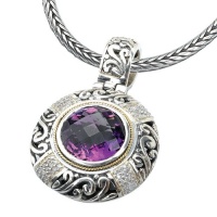 925 Silver, Amethyst & Diamond Pendant with 18k Gold Accents (0.30ctw) 925 Silver, Amethyst & Diamond Pendant with 18k Gold Accents (0.30ctw)