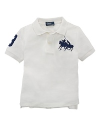 A classic polo in breathable cotton mesh is given a modern, sporty edge with Dual Match embroidery and an applied 3 patch on the sleeve for in-the-game authenticity. A classic polo in breathable cotton mesh is given a modern, sporty edge with Dual Match embroidery and an applied 3 patch on the sleeve for in-the-game authenticity.