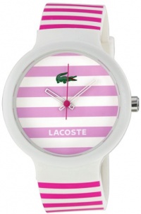 Lacoste GOA Striped Dial Pink and White Strap Unisex Watch 2020001 Lacoste GOA Striped Dial Pink and White Strap Unisex Watch 2020001