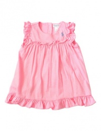Ralph Lauren Layette Girl's Striped Ruffle Dress, Pink, 9 Month Ralph Lauren Layette Girl's Striped Ruffle Dress, Pink, 9 Month