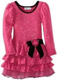 Bonnie Jean Girls 2-6X Fuzzy Spangle Knit Tiered Dress, Pink, 6 Bonnie Jean Girls 2-6X Fuzzy Spangle Knit Tiered Dress, Pink, 6