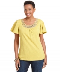 A neckline bedecked with beading and sequins makes this petite top by JM Collection a versatile tee that transitions from day to night with the right accessories! (Clearance) A neckline bedecked with beading and sequins makes this petite top by JM Collection a versatile tee that transitions from day to night with the right accessories! (Clearance)