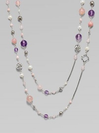From the Bijoux Collection. An elegant chain of sterling silver, long enough to double, is richly accented by softly-hued rose quartz, pink chalcedony, lavender amethyst, and pearl.Rose quartz, pink chalcedony, lavender amethyst, and pearl Sterling silver Length, about 50 Toggle closure Imported From the Bijoux Collection. An elegant chain of sterling silver, long enough to double, is richly accented by softly-hued rose quartz, pink chalcedony, lavender amethyst, and pearl.Rose quartz, pink chalcedony, lavender amethyst, and pearl Sterling silver Length, about 50 Toggle closure Imported