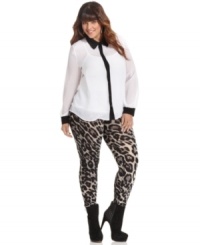 Dress up your casual lineup with ING's plus size colorblocked shirt-- it's so hot for the season! Dress up your casual lineup with ING's plus size colorblocked shirt-- it's so hot for the season!