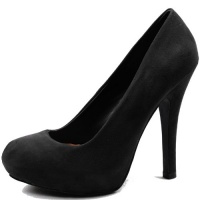 Qupid Precious-01 Black Velvet Round Toe Pumps Qupid Precious-01 Black Velvet Round Toe Pumps