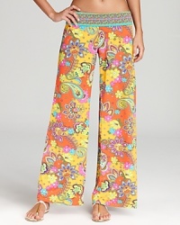 It's the summer of love for Trina Turk's coverup pants, and you'll fall head over heels for this dazzling, wide leg design. It's the summer of love for Trina Turk's coverup pants, and you'll fall head over heels for this dazzling, wide leg design.