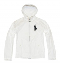 Polo Ralph Lauren Men Big Pony Logo Lightweight Hooded Jacket (S, White) Polo Ralph Lauren Men Big Pony Logo Lightweight Hooded Jacket (S, White)