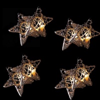 Kurt Adler 10-Light 5-Piece 4-Inch Rattan Natural Star Light Set