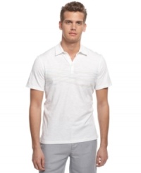 Not your basic polo. A graphic front adds a modern touch to this classic shirt from Calvin Klein.