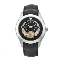 Emporio Armani Men's AR4640 Meccanico Black Leather Band Watch Emporio Armani Men's AR4640 Meccanico Black Leather Band Watch