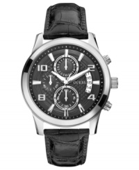 A classic yet masculine chronograph watch for the everyday man, by GUESS. A classic yet masculine chronograph watch for the everyday man, by GUESS.