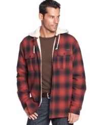 Luxe warmth wrapped in traditional plaid. Field & Stream's sherpa-lined shirt jacket features all the right workwear detailing. Luxe warmth wrapped in traditional plaid. Field & Stream's sherpa-lined shirt jacket features all the right workwear detailing.