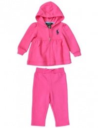 Ralph Lauren Infant Girl's Big Pony Fleece Hook Up Set (9 Month, Parrot Pink) Ralph Lauren Infant Girl's Big Pony Fleece Hook Up Set (9 Month, Parrot Pink)