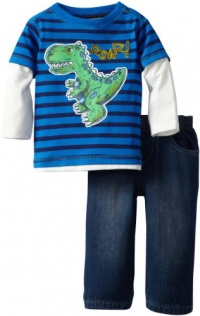 Kids Headquarters Baby-boys Infant Dino Stripes Twofer Top with Jeans, Blue, 12 Months Kids Headquarters Baby-boys Infant Dino Stripes Twofer Top with Jeans, Blue, 12 Months