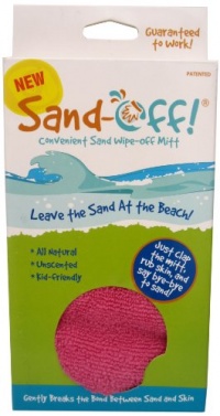 Sand-Off! Pink Powder-Infused Mitt Beach Towel for All-natural Sand Removal