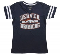 NFL Denver Broncos Go For Two II Split Neck Women's Short Sleeve T-Shirt, Athletic Navy/White NFL Denver Broncos Go For Two II Split Neck Women's Short Sleeve T-Shirt, Athletic Navy/White
