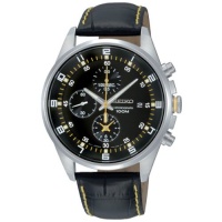 Seiko Men's SNDC89P2 Leather Synthetic Analog with Black Dial Watch Seiko Men's SNDC89P2 Leather Synthetic Analog with Black Dial Watch