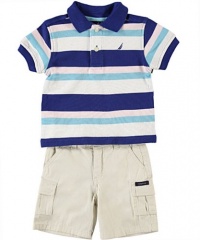 Nautica Baby-Boys Infant 2 Piece Pique Polo Short Set