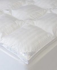 Relax in the cloud-like comfort and pressure-relieving support of Sensorpedic's deluxe foam mattress topper. Memory foam clusters and SoftLoft™ fiber fill combine for incredible loft and softness, while a stain-resistant, 300-thread count dobby stripe cotton cover adds an extra layer of luxury. Featuring baffle box construction to keep fill in place; double-stitched hem for added durability. Relax in the cloud-like comfort and pressure-relieving support of Sensorpedic's deluxe foam mattress topper. Memory foam clusters and SoftLoft™ fiber fill combine for incredible loft and softness, while a stain-resistant, 300-thread count dobby stripe cotton cover adds an extra layer of luxury. Featuring baffle box construction to keep fill in place; double-stitched hem for added durability.