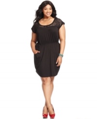 Look hot from all angles in Soprano's short sleeve plus size dress, featuring a lace back! (Clearance) Look hot from all angles in Soprano's short sleeve plus size dress, featuring a lace back! (Clearance)