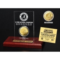 NCAA Alabama Crimson Tide 14-Time National Champions Commemorative Gold Coin in Etched Acrylic Display