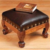 Brown Faux LEATHER WOOD FOOTSTOOL foot stool rest hassock decor Brown Faux LEATHER WOOD FOOTSTOOL foot stool rest hassock decor