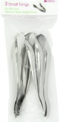 Mozaik Serving Tongs, Silver, 3-Count Small Tongs (Pack of 6)