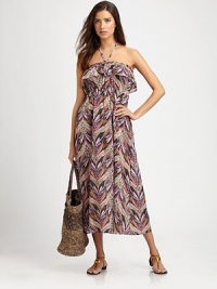 A coverup with a print and laidback style inspired by the tropics. Halter designSleevelessElastic waistlineCottonHand washImported A coverup with a print and laidback style inspired by the tropics. Halter designSleevelessElastic waistlineCottonHand washImported